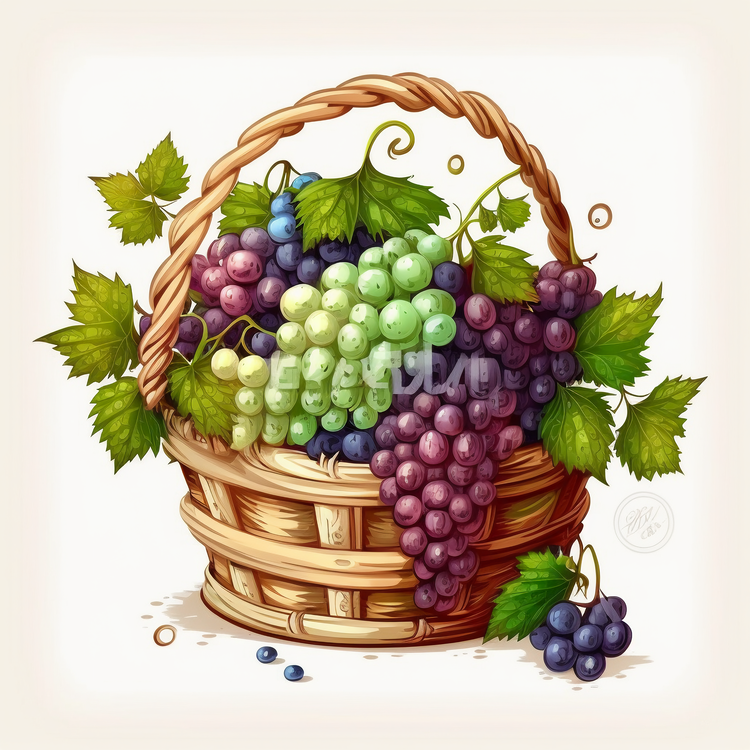 Grapes In Basket,Ripe Grapes,Basket
