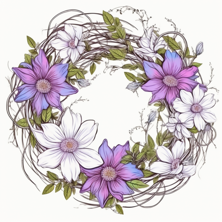 Clematis Flower,Wreath,Flowers