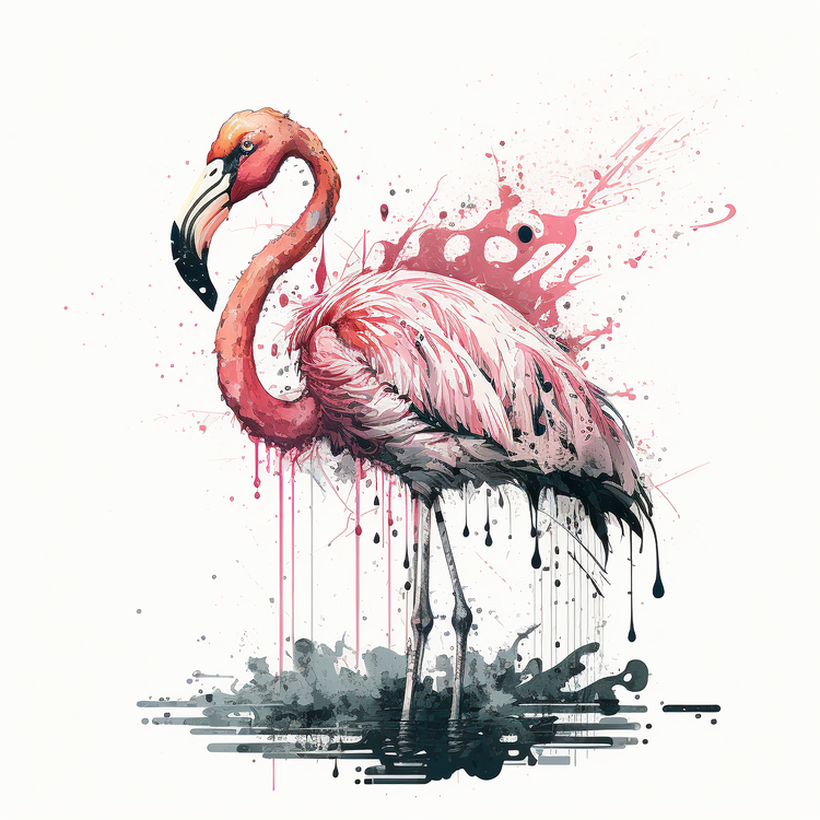 Flamingo,Pink Flamingo,Watercolor