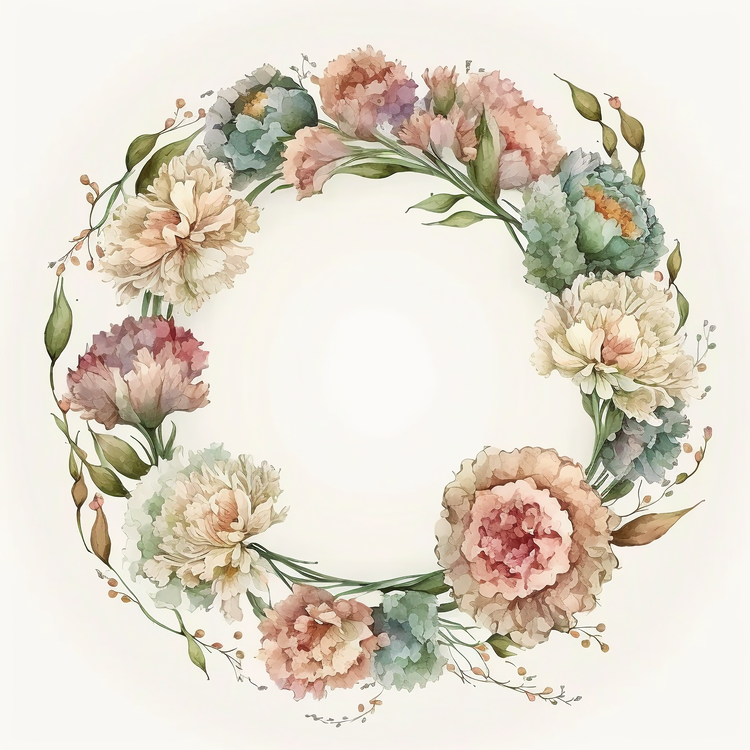 Carnations Wreath,Floral Wreath,Vintage Wreath