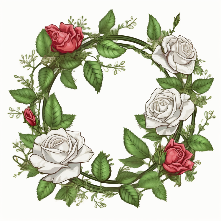 Rose Frame,Rose Wreath,White Roses