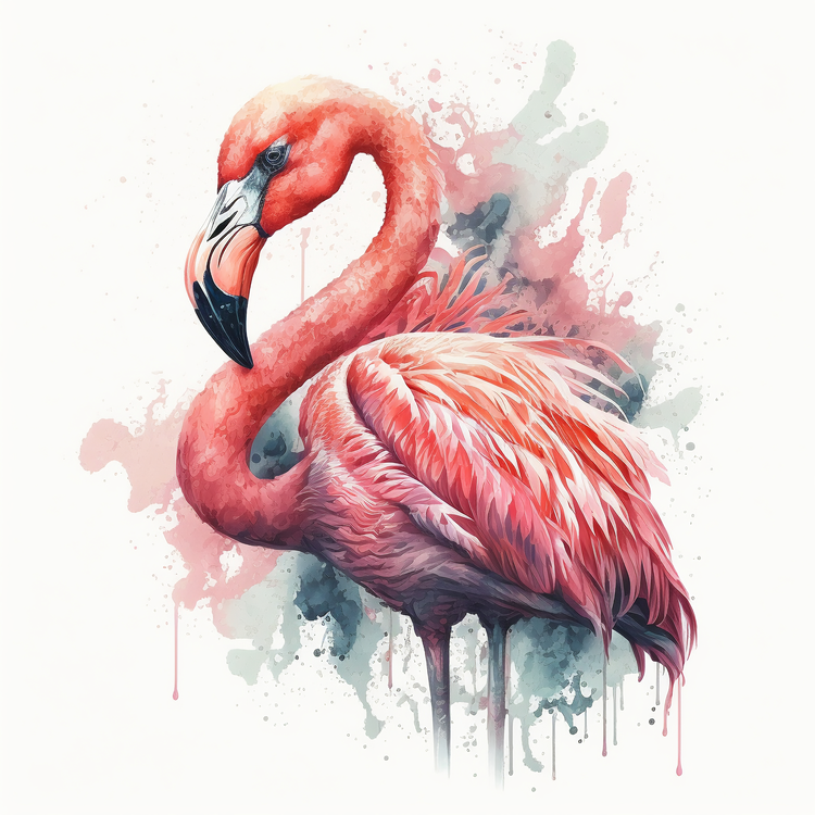 Flamingo,Pink Flamingo,Watercolor