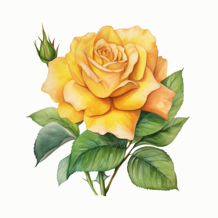 Yellow Rose,Flower,Watercolor
