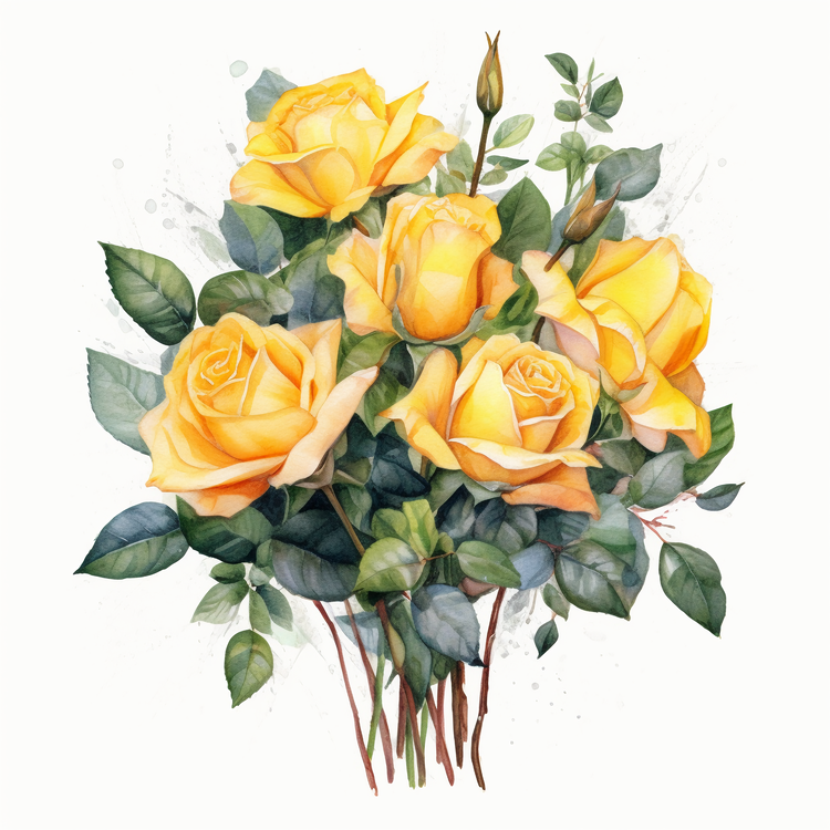 Yellow Rose,Roses,Watercolor