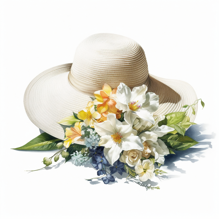 Sun Hat,Hat,Flowers