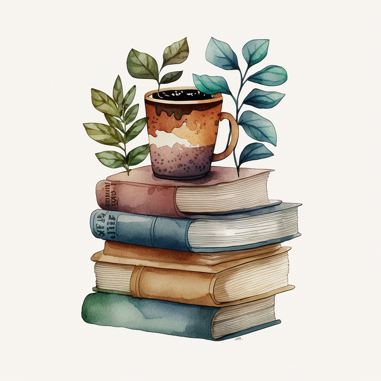 Stack Of Books,Coffee Cup,Coffee