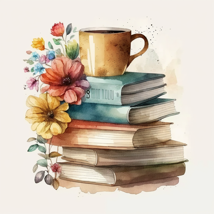 Stack Of Books,Coffee Cup,Books