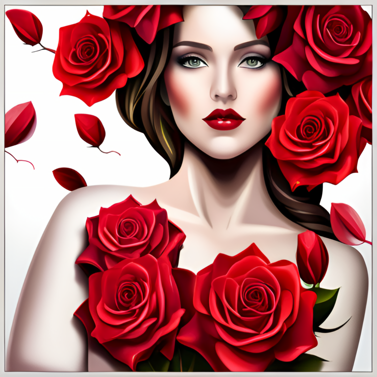 Red Rose,Beautiful Woman,Red Roses