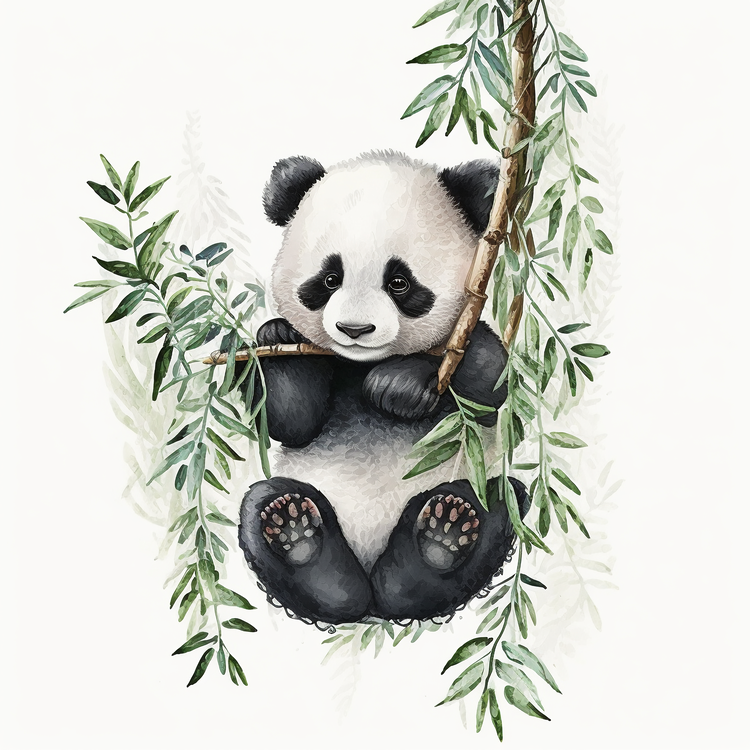Panda,Watercolor,Nature