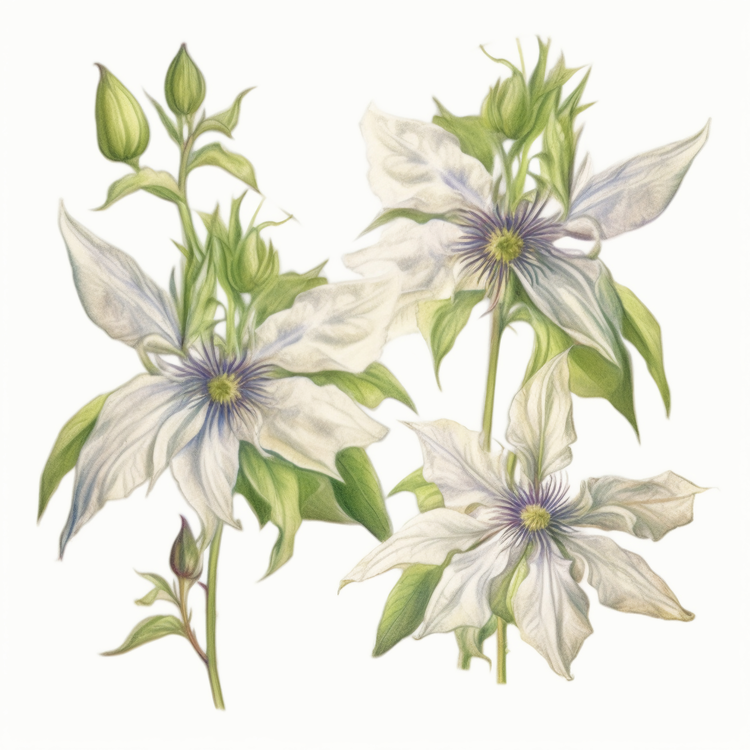 Clematis Flower,White Flowers,Blue Flowers