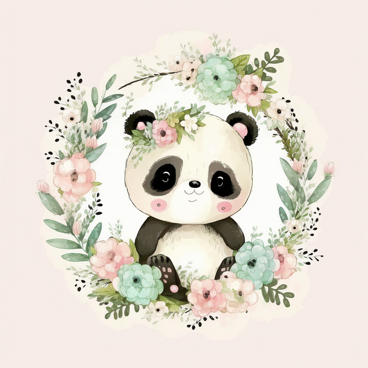 Panda,Cute,Watercolor