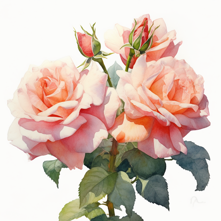Watercolor Rose,Roses,Flowers