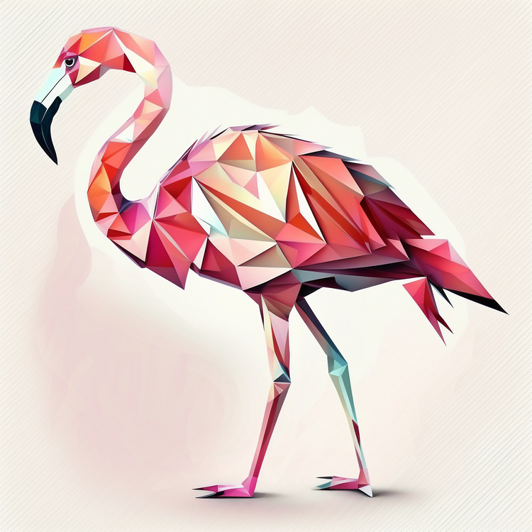 Flamingo,Geometric,Retro