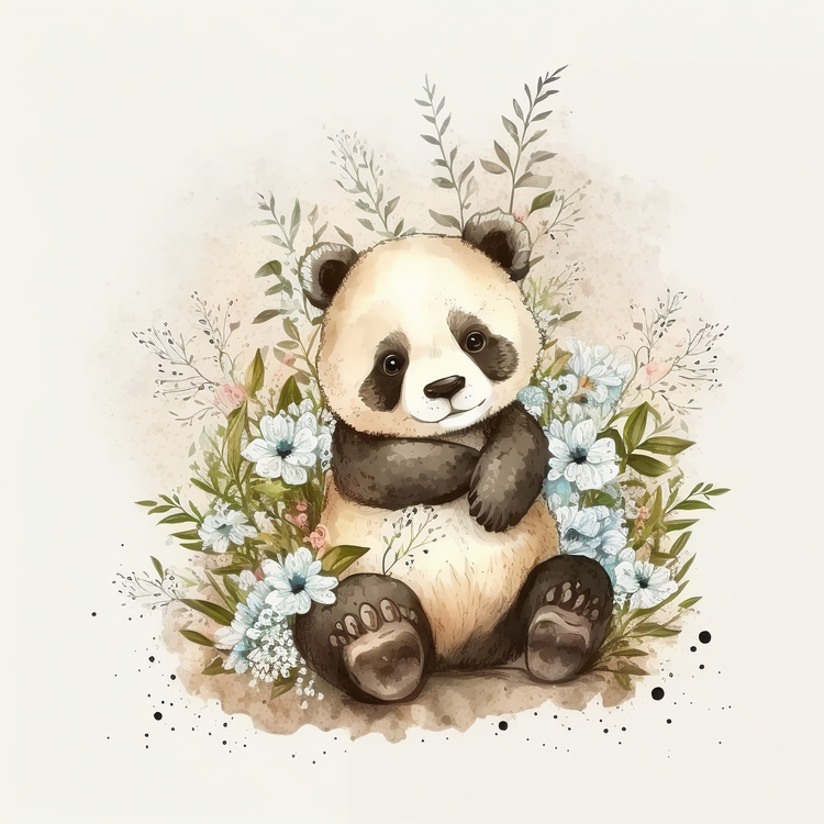 Panda,Pandas,Watercolor