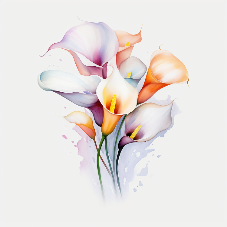 Calla Lily,Watercolor Flowers,Colorful