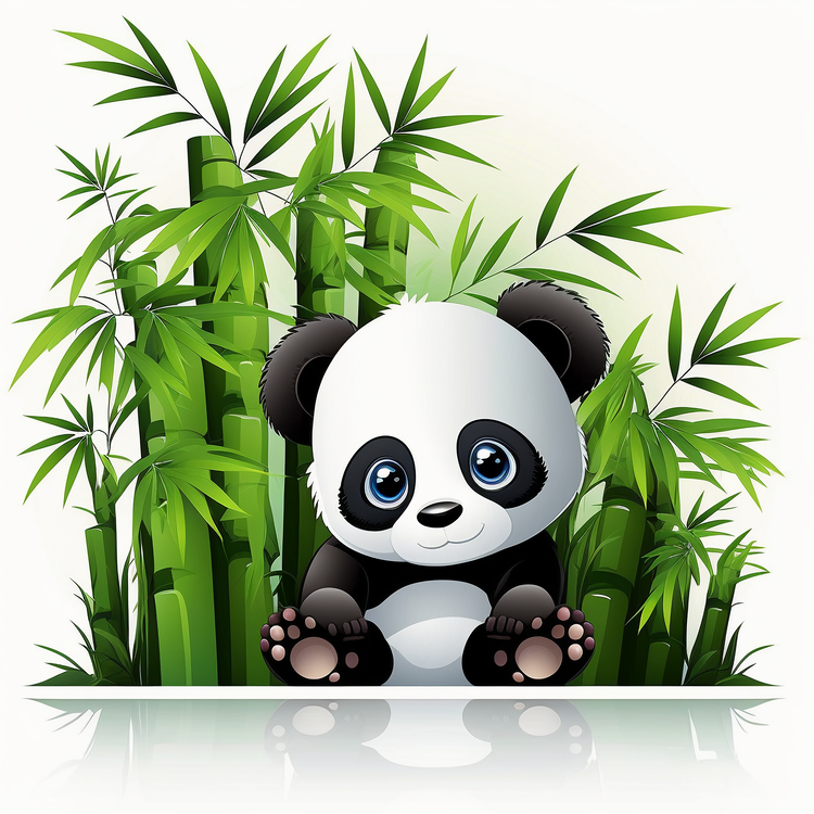 Panda,Bamboo,Cartoon