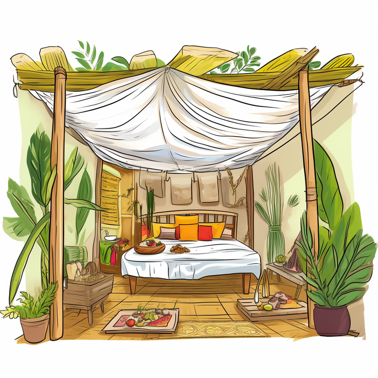 Sukkot,Bedroom,Canopy Bed