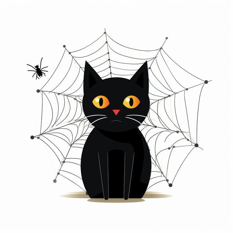 Halloween Black Cat,Cat,Spider Web