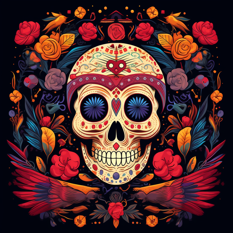 Dia De Los Muertos,Sugar Skull,Flower Arrangement