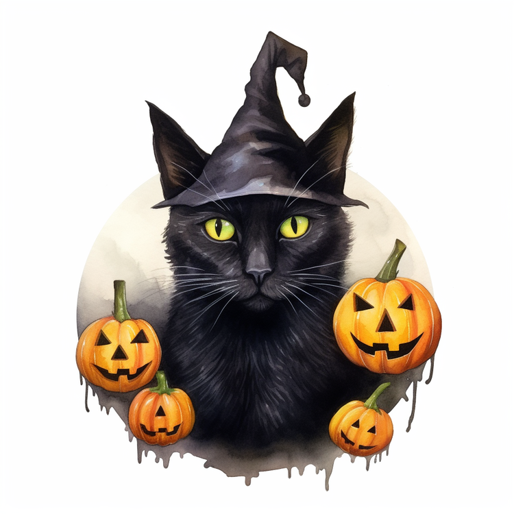 Halloween Black Cat,Black Cat,Witch