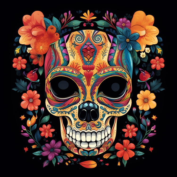 Dia De Los Muertos,Colorful,Floral