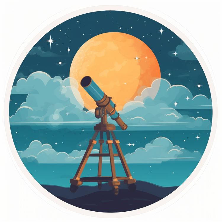 telescope and stars clipart