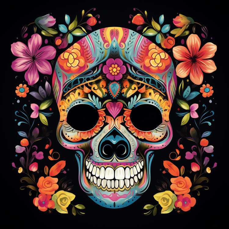 Dia De Los Muertos,Skull,Floral
