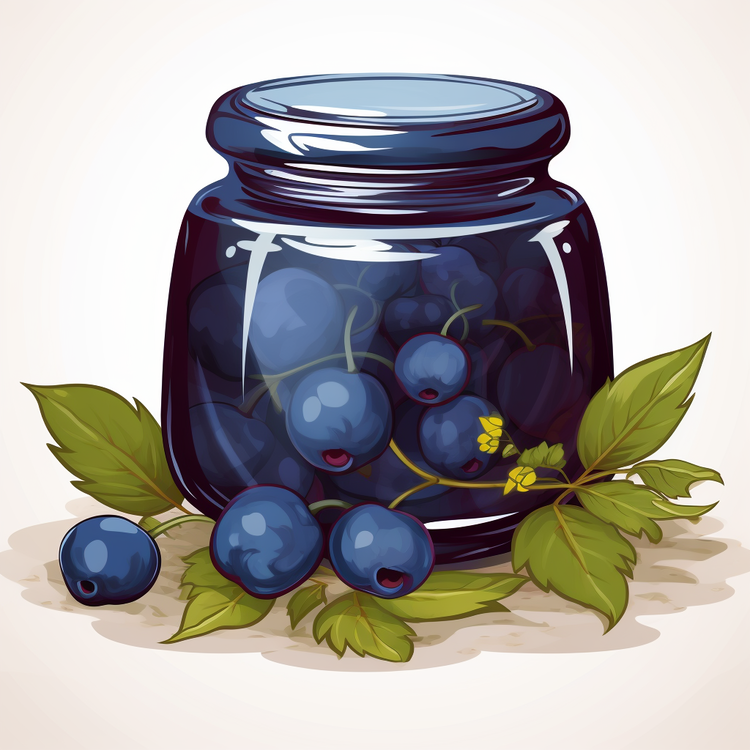 Fruit Jam,Glass Jar,Blueberries