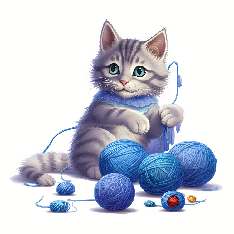 Cat Playing Yarn Ball,Others