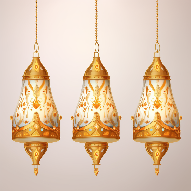 Islamic Lamp,Golden,Ornate