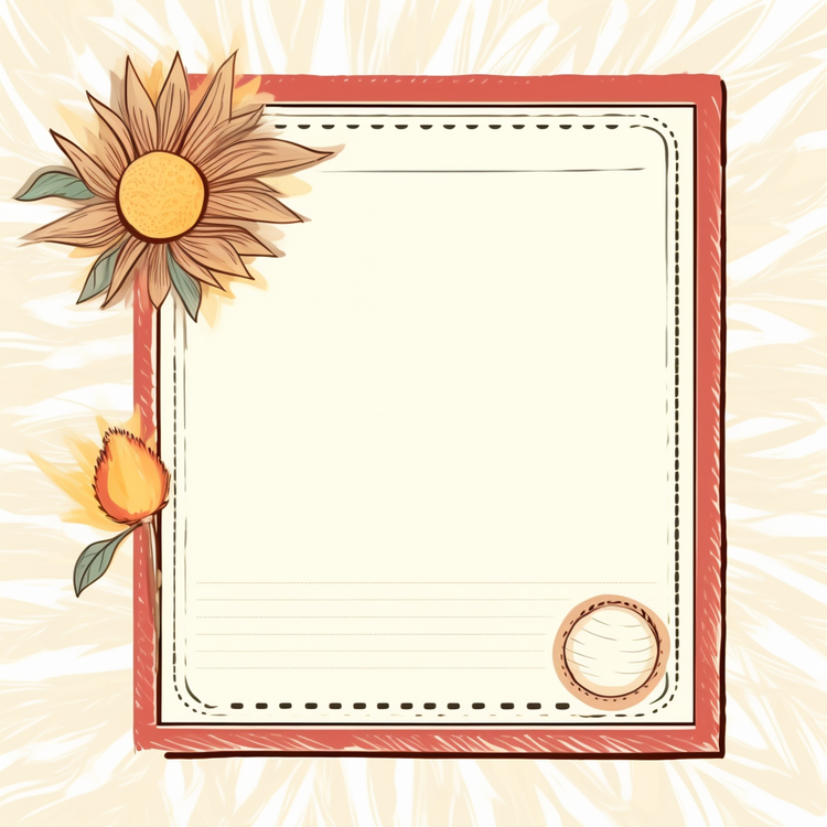 Note Template,Sunflower,Vintage