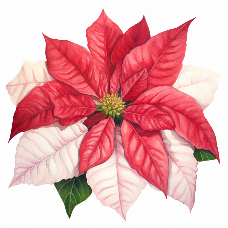 Red Christmas Poinsettia,Potted Poinsettia,Red And White Flowers