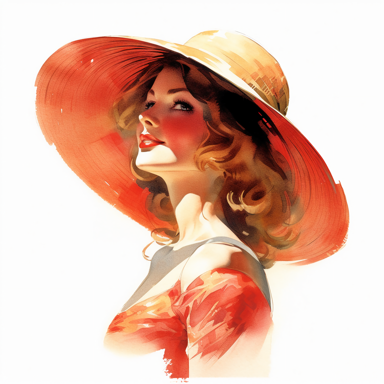 Summer Hat,Sun Hat,Red Dress