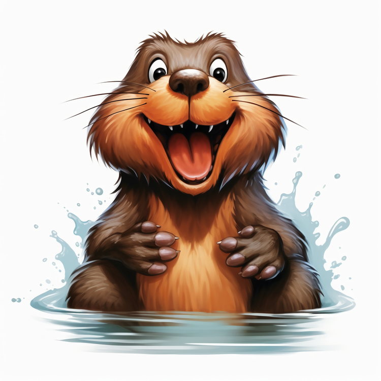 Cute Cartoon Beaver,Smiling,Cute