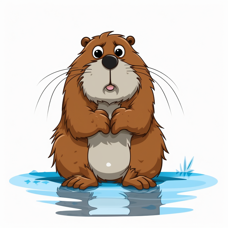 Cute Cartoon Beaver,Cute,Brown