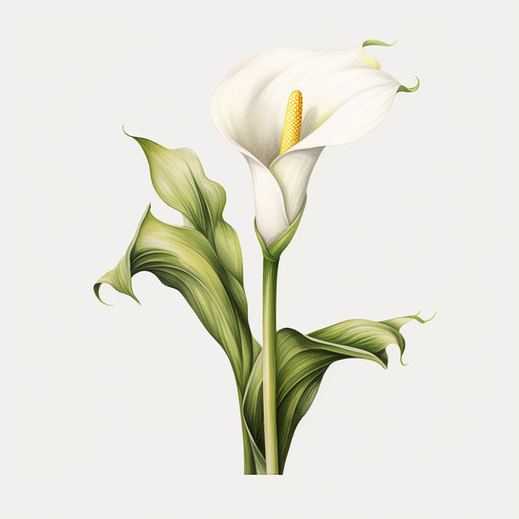 Calla Lily,White Flower,Green Leaves