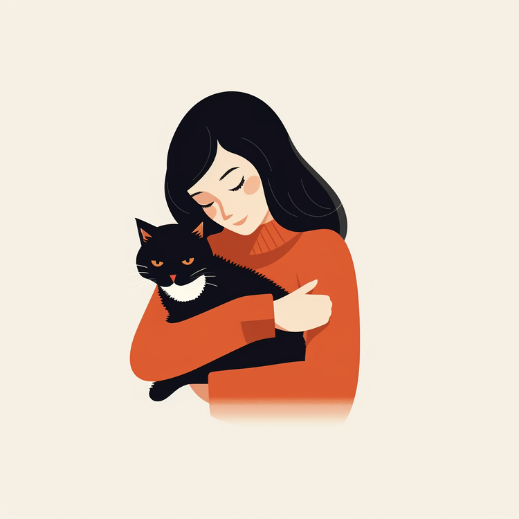 Hug Cat,Cat,Woman