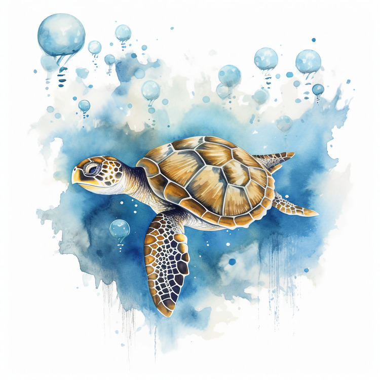Sea Turtle,Turtle,Watercolor