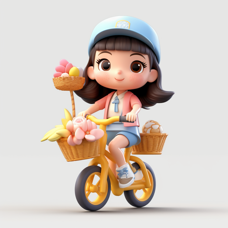 3d Girl,Riding Bike,Cute