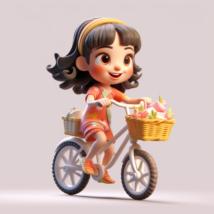 3d Girl,Riding Bike,Cute