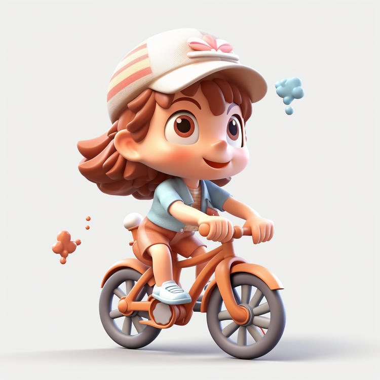 3d Girl,Riding Bike,Cartoon