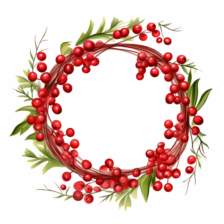 Cranberries Frame,Wreath,Holly