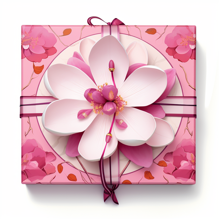 Pink Gift Box,Pink,Flower