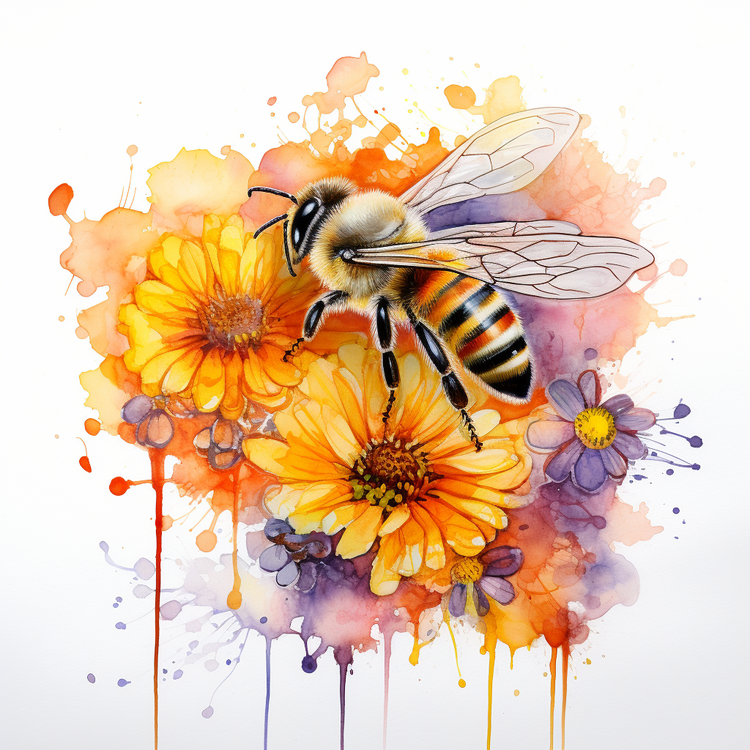 Honey Bee,Bee,Watercolor