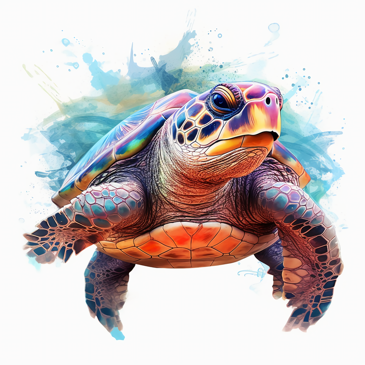 Turtle,Aquatic Animal,Watercolor