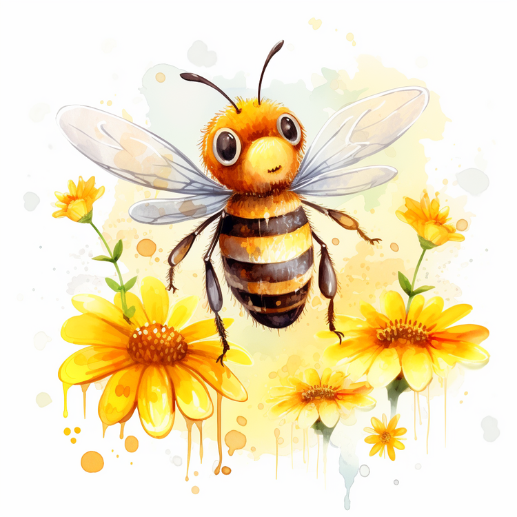 Honey Bee,Bee,Watercolor