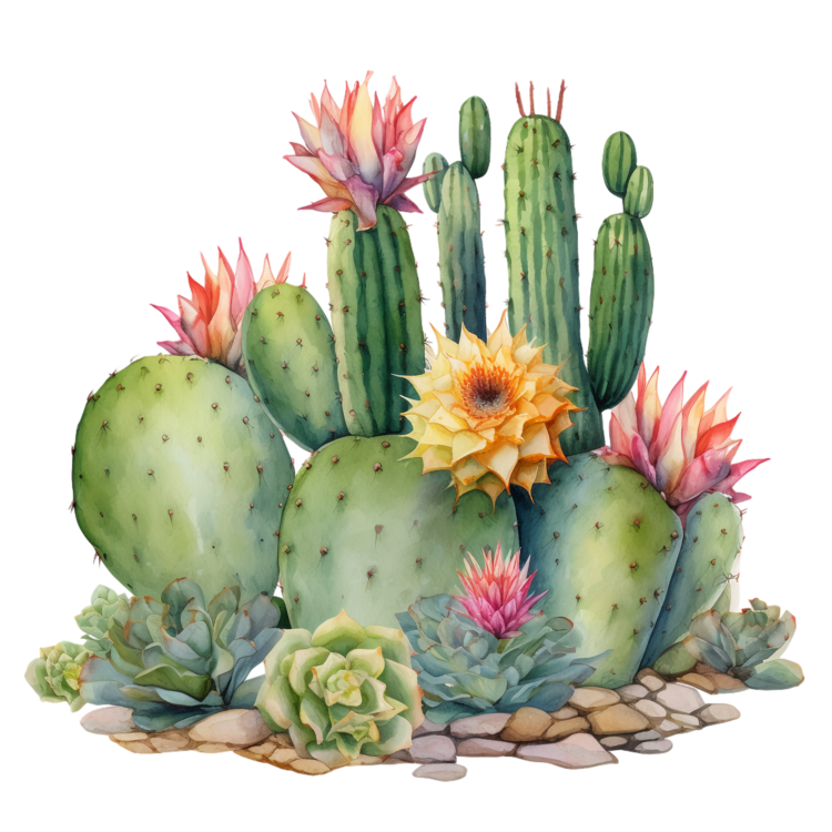 Succulent Cactus,Cactus,Watercolor
