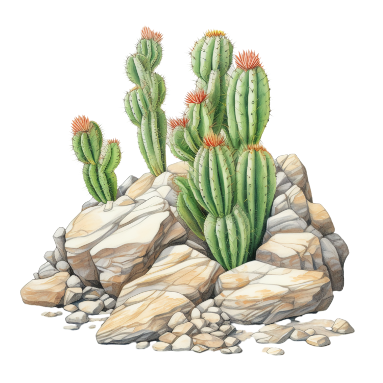 Succulent Cactus,Cactus,Rocks