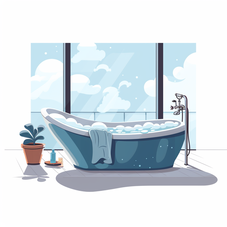 Bathtub,Window,Plants