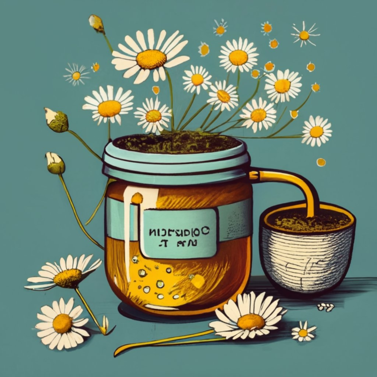 Chamomile Tea,Mason Jar,Daisies